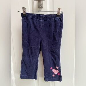 NWOT Baby Q 24M Dark Blue with Pink Hearts Corduroy Like Pants
